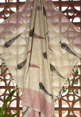 Pink & Grey Gulbahaar Jute Fabric Hand Block Sofa Throw